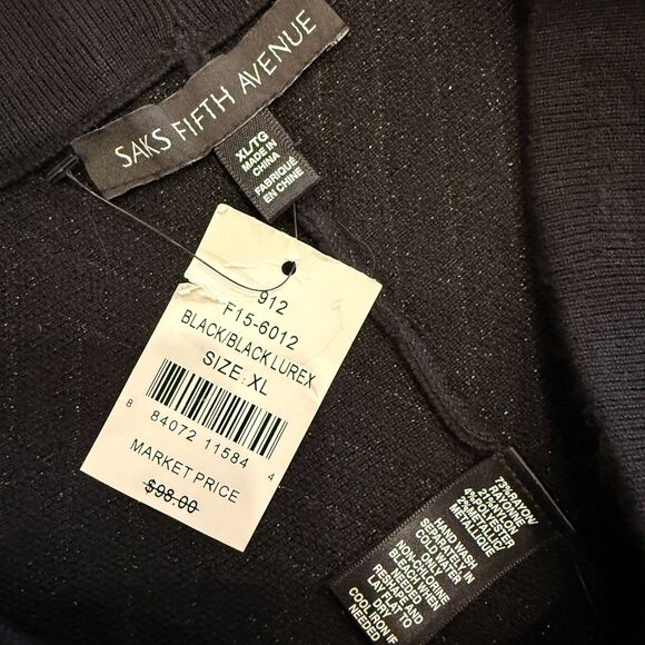 Saks Fifth Avenue Black Lurex A-Line Mini Skirt - Size XL - Picture 4 of 8